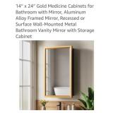 (New) 14" x 24"  Gold Medicine Cabinet