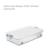 (New) Sterlite 56qt Wheeled Latching Storage Box