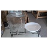 New 5 Gallon Hammered Glass Beverage Dispenser
