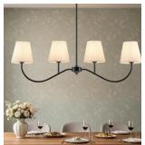 New 4 Light Matt Black Modern Linear Chandelier