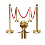 New 4PCS Gold Stanchions Posts with 3PCS 5 ft Red