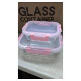 2 New Glass Food Storage Containers with Lids