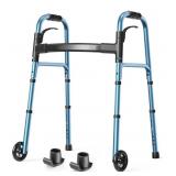 New Seniors Folding Walker with 2 Skis and 5"