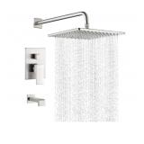 New Shower Tub Faucet Set Brushed Nickel Bathroom