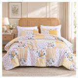 Yellow Floral Twin Comforter Set, Soft