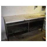Metal Work Bench w/Wood Top  76x26x36 inches
