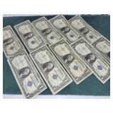 (10) 1957  $1 One Dollar Silver Certificates