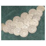 (20) US Franklin Silver Half Dollar Coins