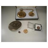 Masonic Pocket Watch, Belt Buckel & Pins