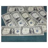 (10) 1957B $1 One Dollar Silver Certificates