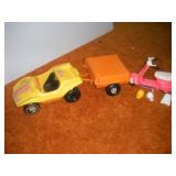 Vintage Mattel Car & Camper & Barbie Scooter