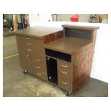 CUSTOM RECEPTION DESK ON WHEELS 62X32X48