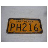 1957 PA LICENSE PLATE