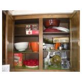 ASSORTED DISHWARE CONTENTS OF CABINET