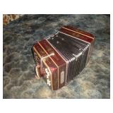 VINTAGE BANDONIKA WOODEN ACCORDIAN W/ CASE