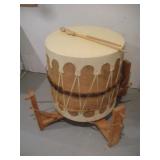 24IN NATIVE AMERICAN DRUM W/ STAND AND