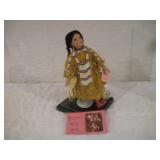 NATIVE AMERICAN PORCELIN DOLL 12IN TALL
