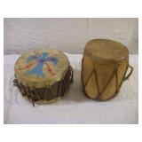 2 NATIVE AMERICAN DRUMS LARGEST 8IN