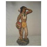 CHALKWARE NATIVE AMERICAN WARRIOR STATUE