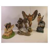 NATIVE AMERICAN CERAMIC STATUES TALLEST 13IN