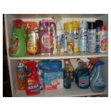 CLEANING SUPPLIES CONTENTS OF TOP 2 SHELVES