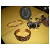 5PCS-STERLING- TURQUIOSE- & COPPER bRACELETS