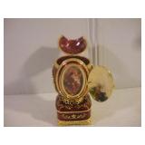 VINTAGE RUBY RED FABERGE EGG W/ STAND