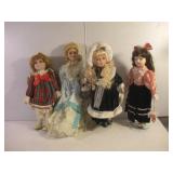 ASSORTED PORCELIN DOLLS TALLEST 15IN