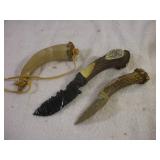NOVELTY NATIVE AMERICAN KNIVES AND POWDER HORN