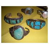 5PCS-STERLING- TURQUIOSE- BRACELETS