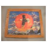 NATIVE AMERICAN OIL PAINTING 34X26