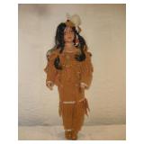 NATIVE AMERICAN PORCELIN DOLL 25IN TALL