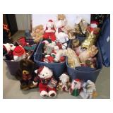 2 TOTES OF CHRISTMAS BEARS W/ 1 TOTE OF