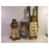 ASSORTED NATIVE AMERICAN DOLLS TALLEST 12IN
