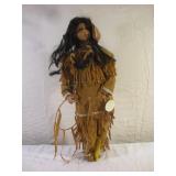 NATIVE AMERICAN PORCELIN DOLL 25IN TALL