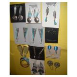 12 PAIR TURQUOISE & STERLING SILVER EARINGS