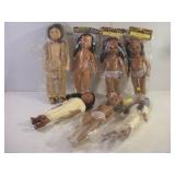 ASSORTED NATIVE AMERICAN DOLLS TALLEST 12IN