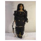 NATIVE AMERICAN PORCELIN DOLL 26IN TALL