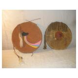 2 NATIVE AMERICAN DRUMS LARGEST 16IN