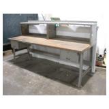 8FT BUTCHER BLOCK TOP WORK STATION W/