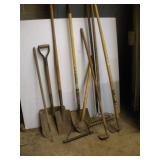 SHOVELS RAKES AND HOES
