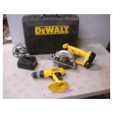 DEWALT 18V 1/2 IN CORDLESS DRILL AND CIRCULAR SAW