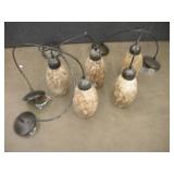 5 HANGING LIGHTS W/ GLASS BULB COVERS