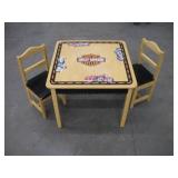 HARLEY DAVIDSON CHILDRENS TABLE W/ 2 CHAIRS