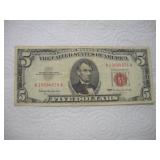 1953 RED SEAL 5 DOLLAR BILL