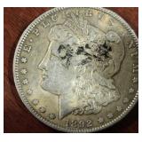 1892 US MORGAN SILVER DOLLAR COIN