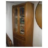 OAK CABINET W/ GLASS FRONT DOORS 31X18X76