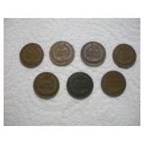 (7) INDIAN HEAD PENNIES 1891 TO 1906