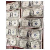 (10) US $1 DOLLAR 1935G SILVER CERTIFICATE BILLLS