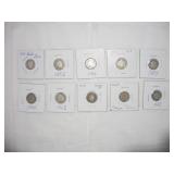 (10) BARBER DIMES  1892 - 1914
